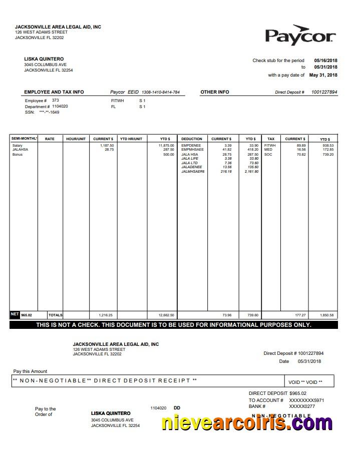 Paycor paystub